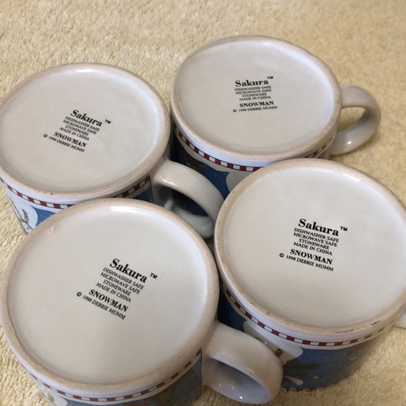 DEBBIE MUMM - Set of (4) 12 oz. SNOWMAN MUG SET Ceramic Christmas Mugs 2… - Picture 5 of 5